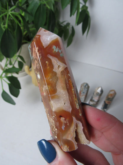 Carnelian Moss Agate Tower *YOU PICK*