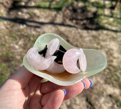 Rose Quartz Moon Car Clip *INTUITIVELY CHOSEN*