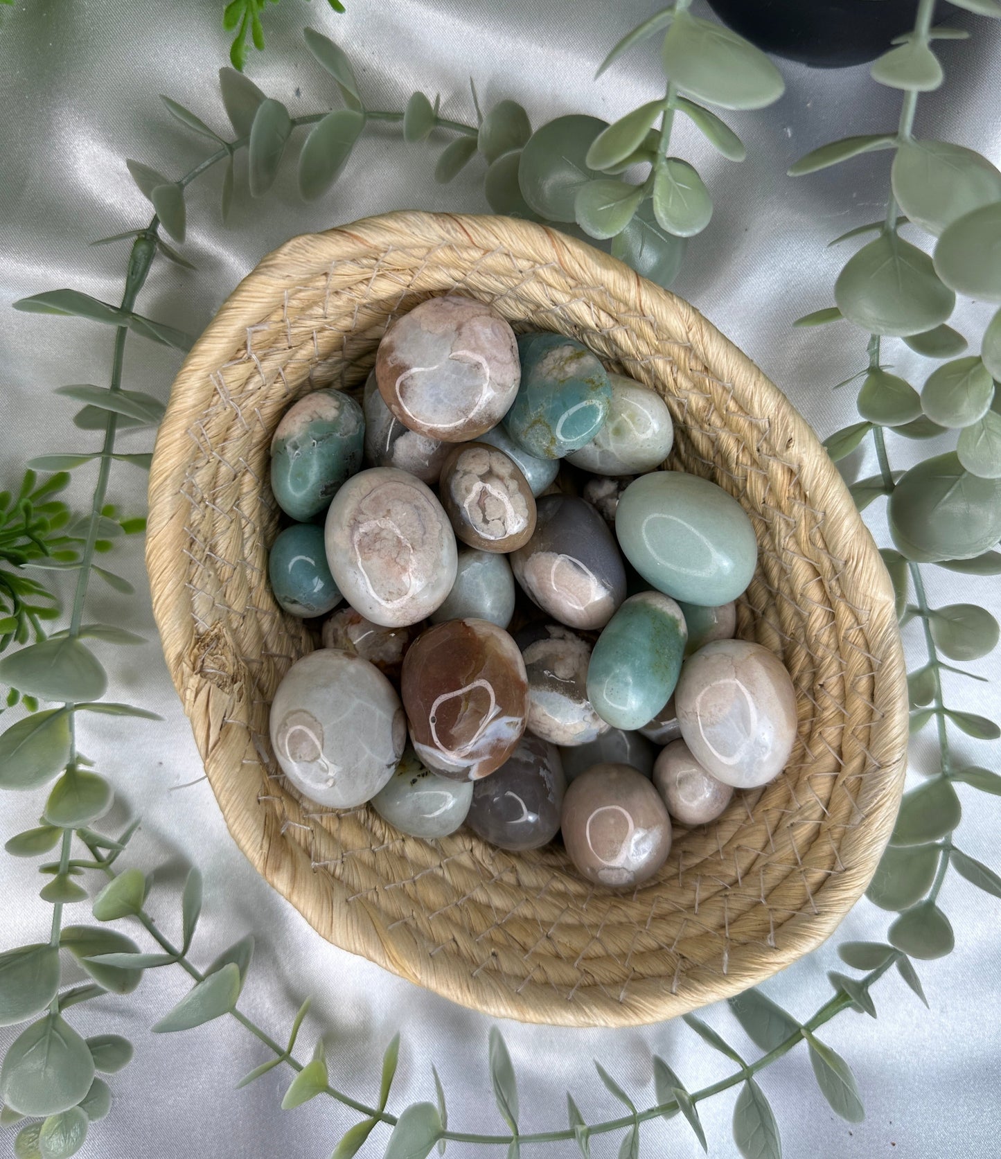 Green Flower Agate Tumble *SET OF 2*